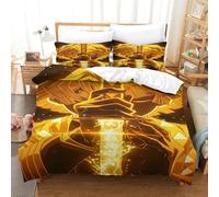 GDEKCIEAS Anime 3D Demon Slayer Teens Bedding Set,3 Pieces Ultra Soft Duvet Cover with Zipper,Lightweight Comforter And Quilt Cover for Adults Double（200x200cm）