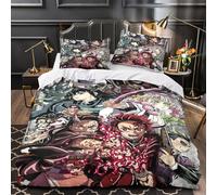 GDEKCIEAS Anime 3D Demon Slayer Teens Bedding Set,3Pcs Duvet Cover,Lightweight Quilt Cover,Ultra Soft & Breathable for Kids And Adults King(220x240cm)