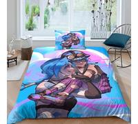 GDEKCIEAS Arcane Duvet Cover,Jinx Character Comforter Cover for Teens,Adults,Kids,2 Pieces Soft Microfiber Bedding Set,Quilt Cover,Easy Care,Zipper Closure,Home Decor Single（135x200cm）