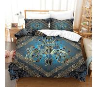 GDEKCIEAS Baroque Damask Floral 3 Pieces Bedding Set Duvet Cover Comforter Cover Soft Microfiber Quilt Cover for Boys Girls Teens Adults Kids Breathable Soft Easy Care Single(140x200cm)