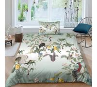 GDEKCIEAS Chinoiserie Style Peonies Birds Duvet Cover 3D Bedding Quilt Cover Duvet Cover Soft Microfiber Comforter Cover 2Pcs for Teens Adults Kids Single(135x200cm)