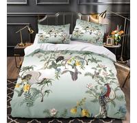 GDEKCIEAS Chinoiserie Style Peonies Birds Girls Bedding Set,3Pcs Duvet Cover with Decorative Quilt Design,Ultra Soft Comforter Cover for Teens And Kids King(220x240cm)