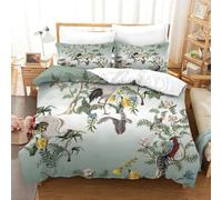 GDEKCIEAS Chinoiserie Style Peonies Birds Kids Bedding Set,Ultra Soft 3Pcs Duvet Cover,Comforter & Bedspread Cover for Boys,Girls,Teens - Easy Care Super King(260x220cm)