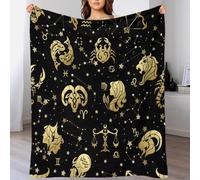 GDEKCIEAS Golden Zodiac Signs Lightweight 3D Print Flannel Blanket Super Soft Throw Blanket,Couch Sofa Bed Cozy Warm Fleece Gift Blankets for Adults Teens Kids Bedroom 70x80inch(180x200cm)
