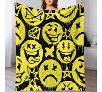 GDEKCIEAS Graffiti Smiles Spray Art 3D Printed Plush Sherpa Blanket for Boys Girls Toddler Soft Fuzzy Throw Blanket Flannel Fleece Blankets All Season Couch Sofa Deco 50x60inch(127x152cm)