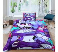 GDEKCIEAS Hazbin Hotel Bedding Set Kids Comforter Cover Set for Boys Girls Teens Home Decor Comic Cartoon Duvet Cover Bedspread Cover 2Pcs Single(135x200cm)