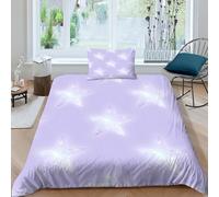GDEKCIEAS Lilac Glitter Stars Bedding Set 2 Pieces for Kids Teens Duvet Cover Comforter Cover Bedspread Quilt Cover Ultra Soft Microfiber Zipper Closure Home Decor for All Ages Single（135x200cm）