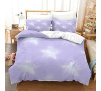 GDEKCIEAS Lilac Glitter Stars Kids Bedding Set 3Pcs Ultra Soft Duvet Cover with Zipper Breathable Quilt Cover for Boys Girls Teens Adults Easy Care Soft Microfiber Double（200x200cm）