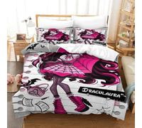 GDEKCIEAS Monster High Duvet Cover Set 3 Pieces,Soft Microfiber Comforter Quilt Cover for Kids,Teens,Adults,Boys,Girls,Bedding Set,Zipper Closure,Easy Care,Soft Durable Double（200x200cm）