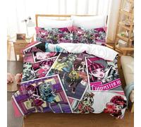 GDEKCIEAS Monster High Girls Bedding Set,3Pcs Duvet Cover with Zipper,Ultra Soft Comforter Lightweight Microfiber Quilt Cover for Kids,Boys,Teens,Adults,Home Decor Double（200x200cm）