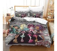 GDEKCIEAS Monster High Kids Bedding Set,3Pcs Ultra Soft Duvet Cover with Zipper,Breathable Comforter Quilt Cover for Boys,Girls,Teens,Adults,Easy Care,Soft Microfiber Double（200x200cm）