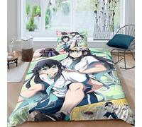 GDEKCIEAS New Anime Demon Slayer Bedding Set for Teens,2Pcs Duvet Cover with Zipper Closure,Lightweight Comforter Soft Microfiber Quilt Cover for Boys,Girls,Kids,Adults,Home Decor Single(135x200cm)