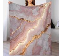 GDEKCIEAS Pink Gold Marble Lightweight Fleece Throw Blanket 3D Design Ultra Soft Plush Flannel Sofa Couch Bed Perfect for Travel Home Dorm Room Gift Giving 50x60inch(127x152cm)