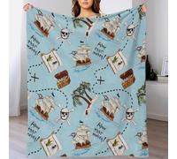 GDEKCIEAS Pirate Treasure Map - Pirate Ships Throw Blanket 3D Printed Plush Sherpa Blankets for Kids & Adults All Season Couch Sofa Flannel Fleece Blanket Original Concept 70x80inch(180x200cm)