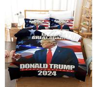GDEKCIEAS Trump 2024 - Donald Trump Boys Bedding Set,3D Bedding Duvet Cover Set,Comforter Cover,Bedspread Cover,Bedroom Quilt Cover,Soft Microfiber,3 Pieces for Teens,Kids,Adults Double（200x200cm）
