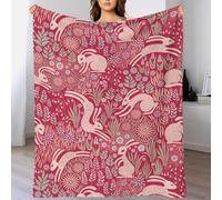 GDEKCIEAS Viva Magenta Year Of The Rabbit 3D Printed Throw Blanket Plush Sherpa Blankets for Boys Girls Toddler Couch Bed Sofa Nursery Fleece Throw Blanket Original Concept 50x60inch(127x152cm)