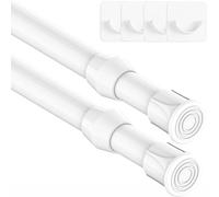 GDEVKHN Net Curtain Rod for Kitchen 30-50cm Ø13mm 2P White