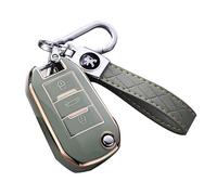 GDFEH Car Key Cover for Peugeot Rifter Long 2019-2023, Car Key Fob Case TPU Key Fob Cover Key Card Case Holder Fit with Keychain Key Shell Protection Car Accessories,Green-B