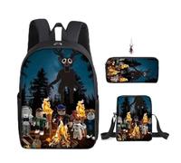 GDFENDU 3Pcs Anime 99 Nights with Keychain,16in 3D Printed Cartoon Backpack Lightweight School Bags with Large Capacity Travel and Birthday Gift. (B)