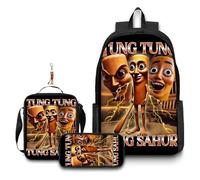 GDFENDU 3Pcs Anime Italian Backpack Set with Keychain,16in 3D Printed Cartoon Lunch Bag High Capacity Schoolbag Boy And Girl Schoolbag. (C)
