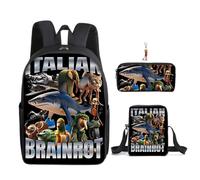 GDFENDU 3Pcs Anime Italian Backpack with Keychain,16in 3D Printed Cartoon Lunch Bag High Capacity Schoolbag Boy and Girl Schoolbag. (H)