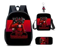 GDFENDU 3Pcs Anime Toilet Backpack Set with Keychain,16in 3D Printed Cartoon Lunch Bag High Capacity Schoolbag Boy And Girl Schoolbag.