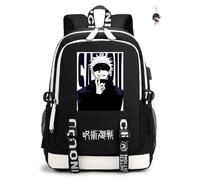 GDFENDU Anime Japanese Backpack with Keychain,17in USB Port Cartoon Laptop Backpack Shoulder School Book Bag Students Backpack. (B)