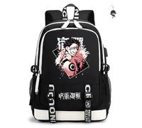 GDFENDU Anime Japanese Backpack with Keychain,17in USB Port Cartoon Laptop Backpack Shoulder School Book Bag Students Backpack. (D)