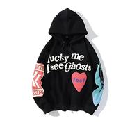 GDFENDU Lucky Me I See Ghosts Hoodie Hip Street Rapper Unisex Couple Sweatshirt With Novelty Printing (B, XXXL)
