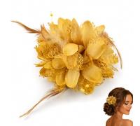 GDFGMY Purple Victorian Flower Feather Bead Corsage Hair Clip, Fascinator Hair Accessory with Pin for Women, Floral Styling Piece for Wedding Formal Events