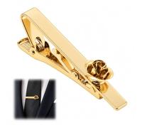 GDFGMY Rose-Design Tie Clip, Gold-Plated Brass Mens Tie Bar, 55 mm Decorative Necktie Accessory for Business Wedding Daily Occasions