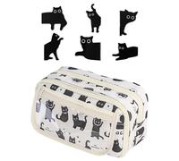 GDFHBD 1 Cartoon Cat Pencil Case and 1 Set of Bookmarks, Large Capacity Pencil Case, Cute Creative Stationery, Student Supplies.