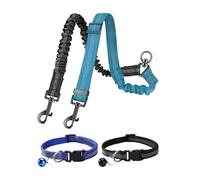 GDFHBD 1 Double-Headed Pet Leash And 2 Pet Collars, Anti-Entanglement Leash For Walking Dogs, Pet Car Seat Belts, Suitable For Dog Leash Training, Safe Riding.