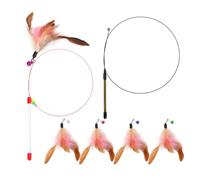 GDFHBD 1 Funny Cat Wire Ring, 1 Wire Funny Cat Stick And 4 Replacement Feathers, Pet Interactive Toys, Cat Sports Equipment, Suitable For Pets To Play And Exercise.