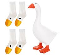 GDFHBD 1 Magnetic Goose Ornament And 2 Pairs Of Socks, Resin Craft Ornament, Creative And Funny Socks, Breathable Mid-Tube Socks.