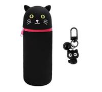 GDFHBD 1 Piece Black Cat Pencil Bag and 1 Piece Black Cat Pencil Pallet, Pencil Case, Animal Pen Holder, Cartoon Pencil Case, Stationery Supplies, Gifts for Children.