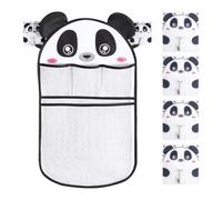GDFHBD 1 Piece Panda Hanging Bag And 6 Piece Hooks, Bathroom Toy Organizer, Bath Toy Storage Bag, Bath Toy Mesh Bag, Bath Toy Storage.