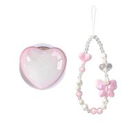 GDFHBD 1 Piece Pink Mobile Phone Holder And 1 Pink Mobile Phone Hanging Chain, Simple Love Stand, Retractable Stand, Butterfly Mobile Phone Lanyard.