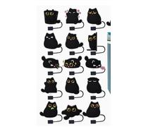 GDFHBD 15 Pieces Of Silicone Black Cat Straw Lids, Dust-Proof Plugs For Straws, Reusable, Essential For Outdoor Travel, 10Mm.