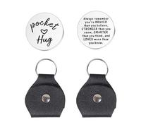 GDFHBD 2 Double-Sided Hug Coins And 2 Leather Key Rings, Double-Sided Inspirational Souvenirs, Farewell Gifts, Friends, Couples Souvenir Gifts.