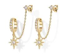 GDFHBD 2 Multi-Pierced Stacked Earrings, Gold and Silver Colors, Modify The Facial Contour, Suitable for Piercing and Matching of Ear Bones, Ear Screens and Other Parts.