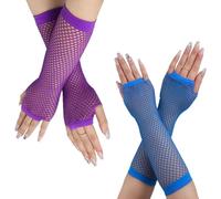 GDFHBD 2 Pairs Of Elastic Gloves, Long Fishnet Gloves, Fishnet Gloves, 80S Clothing, Carnival Party Gloves, Masquerade Costumes.