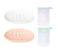 GDFHBD 2 Piece Soap Storage Rack And 2 Piece Soap Mesh Bag, Portable Soap Rack, Soap Dish, Travel Soap Stand, Soap Container.