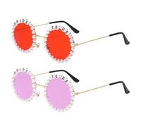 GDFHBD 2 Pieces Of Fashionable Bridal Sunglasses, Creative Funny Props, Retro Pearl Glasses, Shooting Accessories, Fun Wedding Party Decorations.