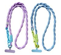 GDFHBD 2 Pieces Of Woven Mobile Phone Lanyard, Adjustable Mobile Phone Lanyard, Mobile Phone Accessories, Anti-Lost And Anti-Slip Halter Neck Rope, Universal For Men And Women (Purple, Sky Blue).