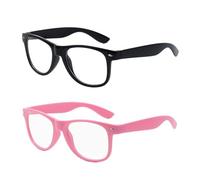 GDFHBD 2 Pieces Square Transparent Lens Glasses, Simple And Versatile Glasses, Fashionable Accessories, Reading Accessories (Pink, Black).
