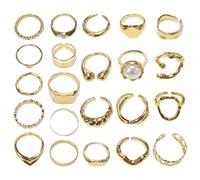 GDFHBD 2 Sets of Golden Geometric Rings, Fashion Trend Rings, Open Joint Ring Sets, Adjustable Stacking Rings, Ladies Thick Ring Accessories.