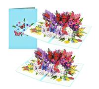 GDFHBD 2 Three-Dimensional Butterfly Flower Greeting Cards, Exquisite Paper Greeting Cards, 3D Pop-Up Birthday Cards, Gift Accessories.