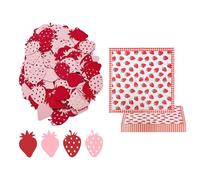 GDFHBD 200 Pieces Of Strawberry Confetti And 20 Sheets Of Napkins, Restaurant Supplies, Cute Printed Tissues, Party Decorations.