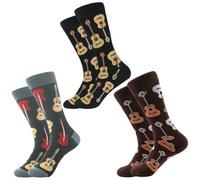 GDFHBD 3 Pairs Of Guitar Printed Socks, Comfortable Cotton Socks, Universal Mid-Tube Socks For Men And Women, Creative Design Socks, Music Lovers Gifts.